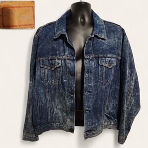 ROYAL KNIGHT VINTAGE XL Mens Acid Wash Denim Jean Jacket Trucker Bleach Grunge